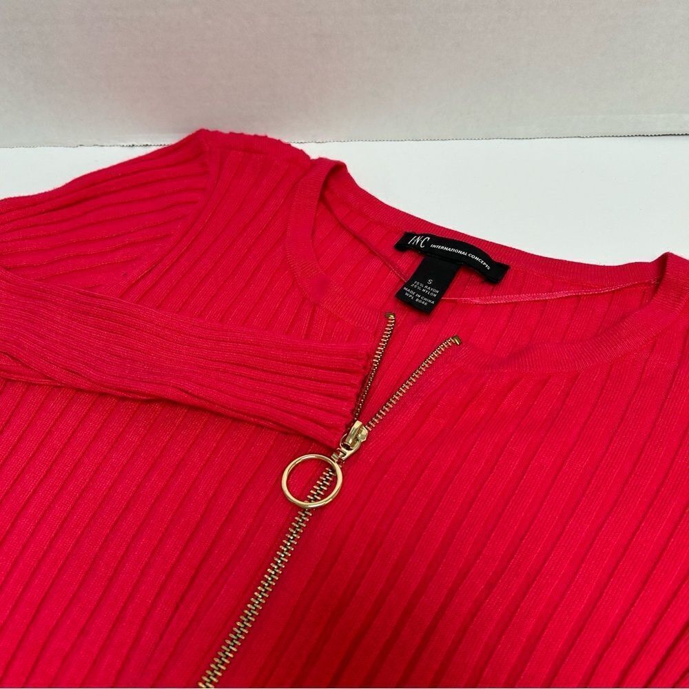 INC International Concepts‎ Cherry Red Pink 1/2 Zip Ribbed Sweater Dress Small